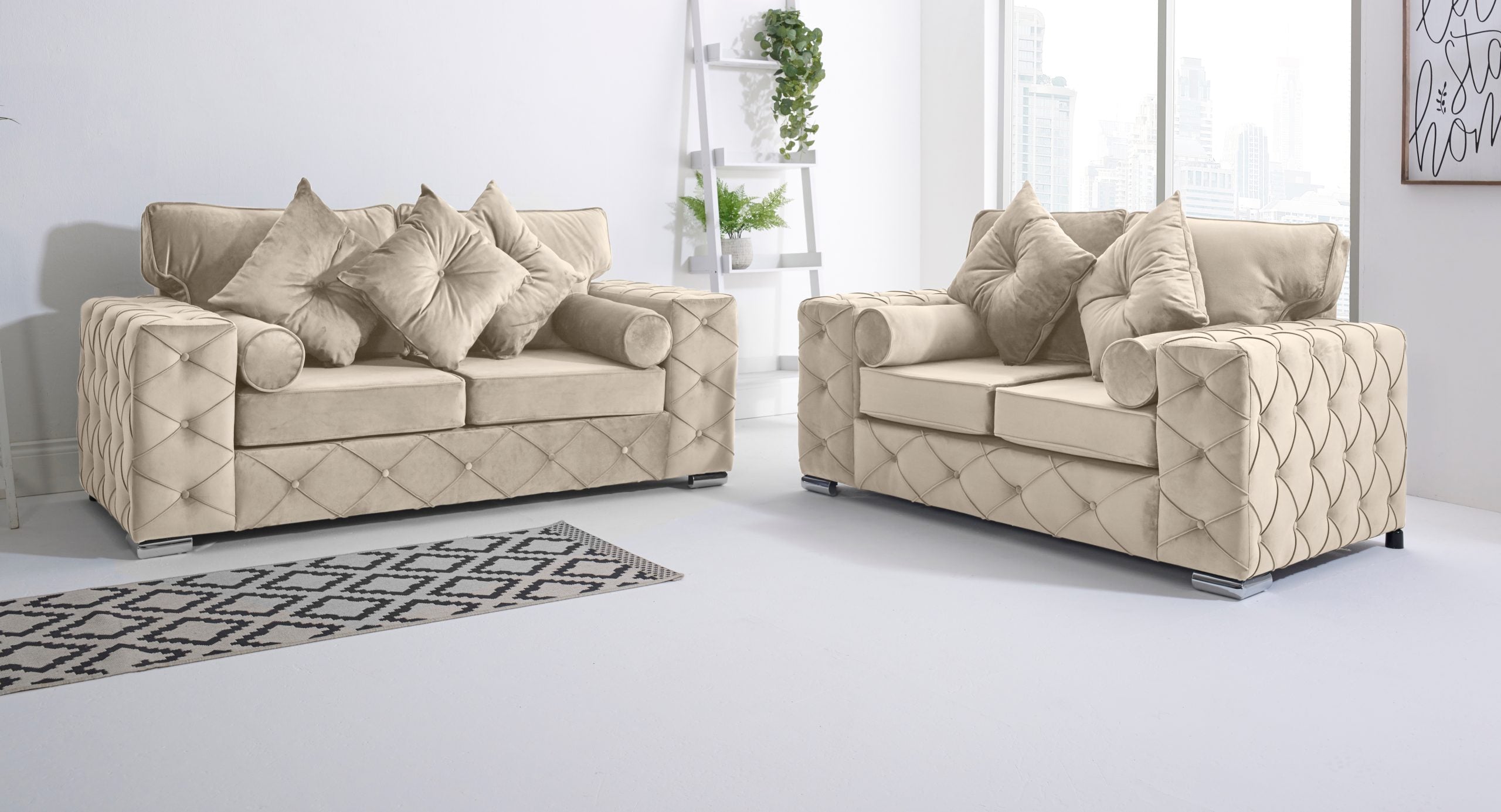 Milton 3+2 Fullback + Bolster / Buttoned Cushions